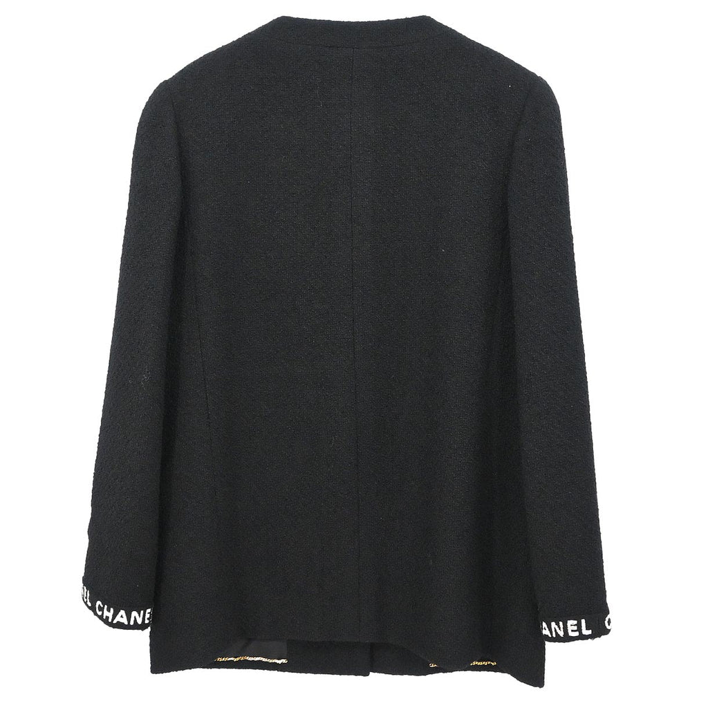 Chanel 1995 Single Breasted Collarless Jacket Black #40
