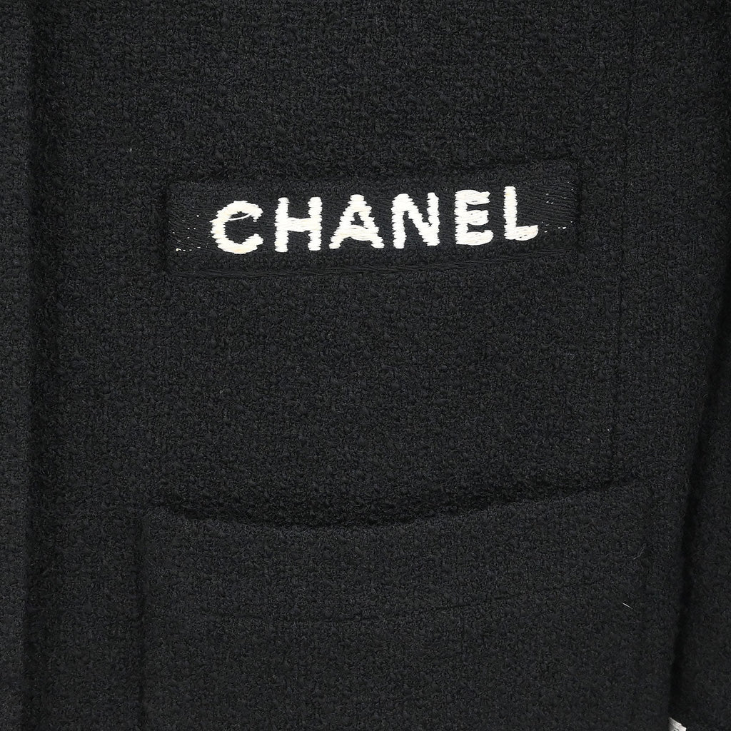 Chanel 1995 Single Breasted Collarless Jacket Black #40
