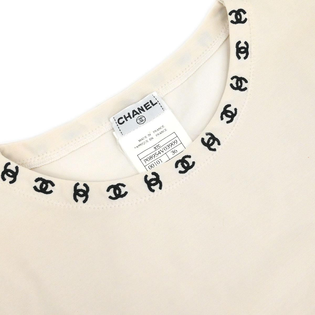 Chanel 1997 Short Sleeve T-shirt Top Ivory #36