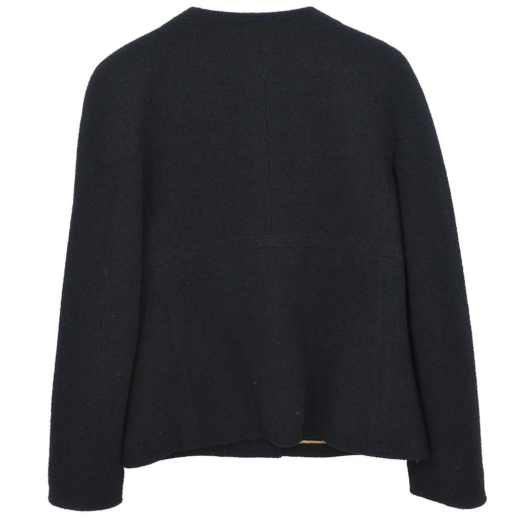 Chanel 1995 Single Breasted Collarless Jacket Black #36