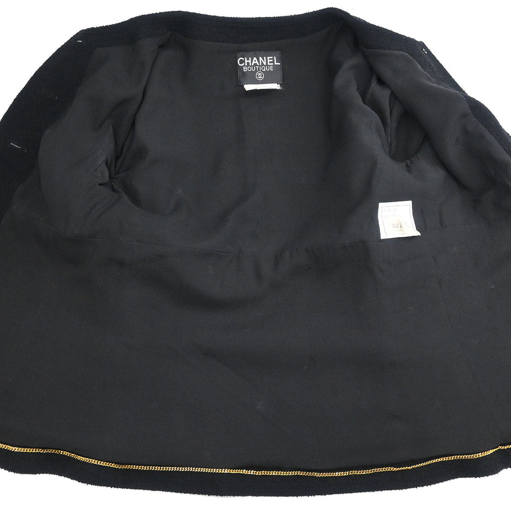 Chanel 1995 Single Breasted Collarless Jacket Black #36