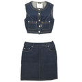 Chanel Setup Suit Jacket Skirt Denim Navy #36 #38