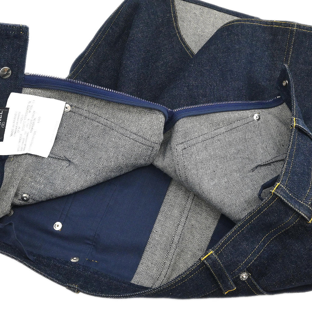 Chanel Setup Suit Jacket Skirt Denim Navy #36 #38