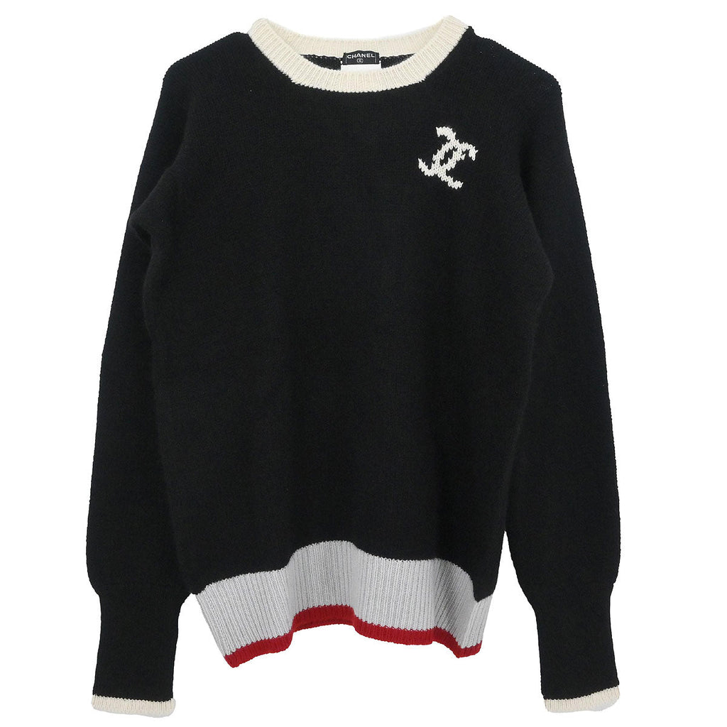 Chanel 1996 Long Sleeve Sweater Knit Top Black #46