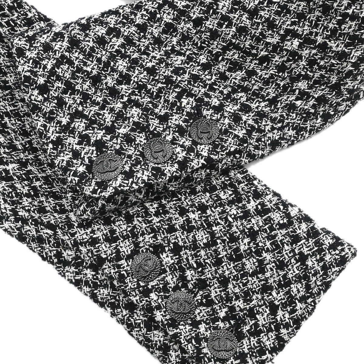 Chanel 2009 Single Breasted Jacket Tweed Black #42
