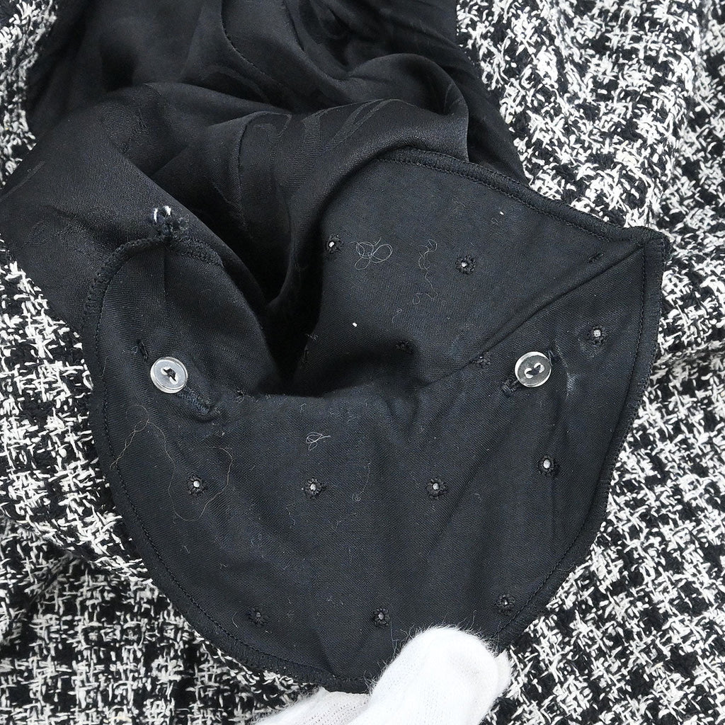 Chanel 2009 Single Breasted Jacket Tweed Black #42