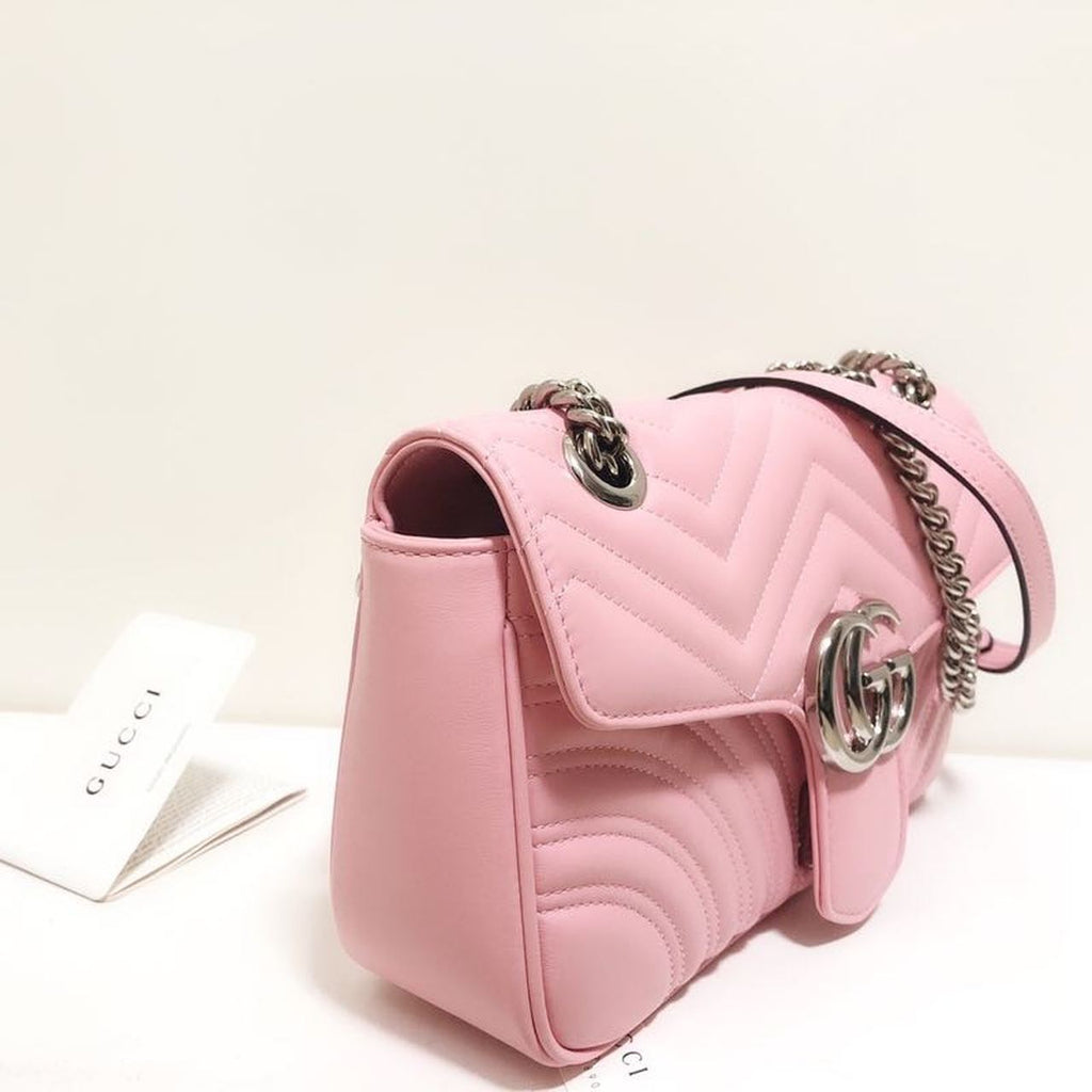 Gucci Marmont Small Matelassé Shoulder Bag Dusty Pink Matelassé Chevron For Women 10in/26cm Gucci ‎443497 DTDiorT 5729
