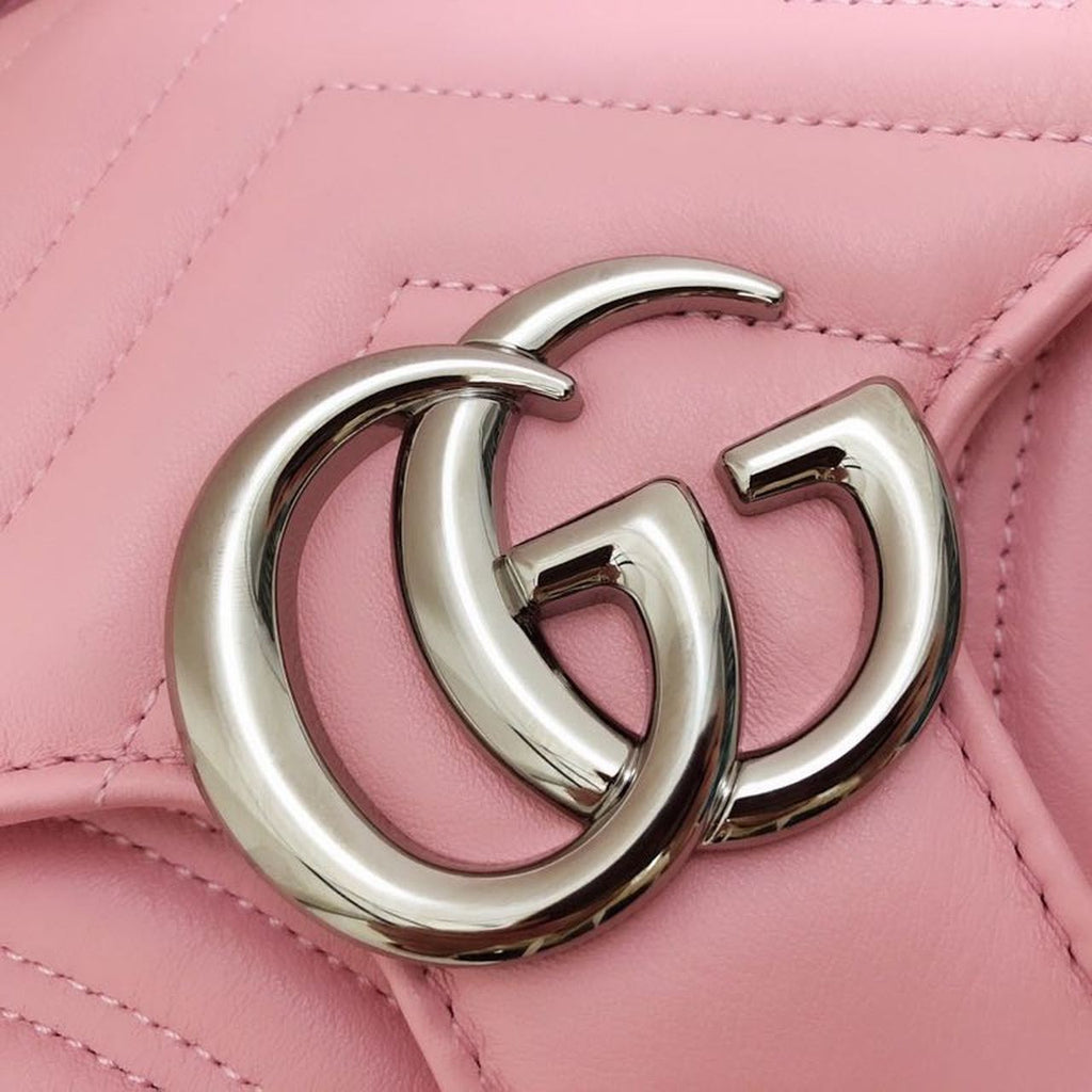 Gucci Marmont Small Matelassé Shoulder Bag Dusty Pink Matelassé Chevron For Women 10in/26cm Gucci ‎443497 DTDiorT 5729