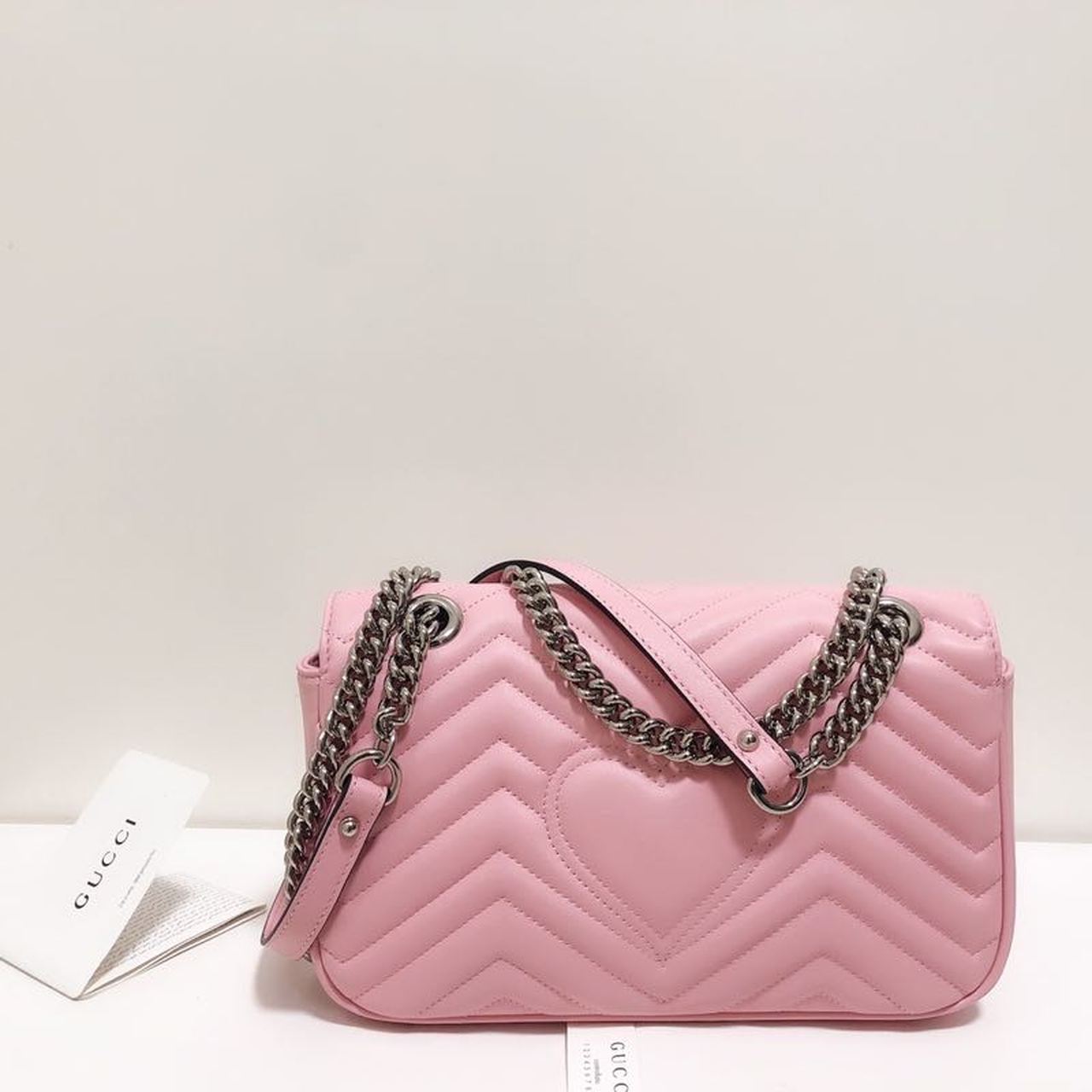 Marmont Small MatelassÃƒÂ© Shoulder Bag Dusty Pink MatelassÃƒÂ© Chevron For Women 10in/26cm Ã¢â‚¬Å½443497 DTGLAMIT 5729
