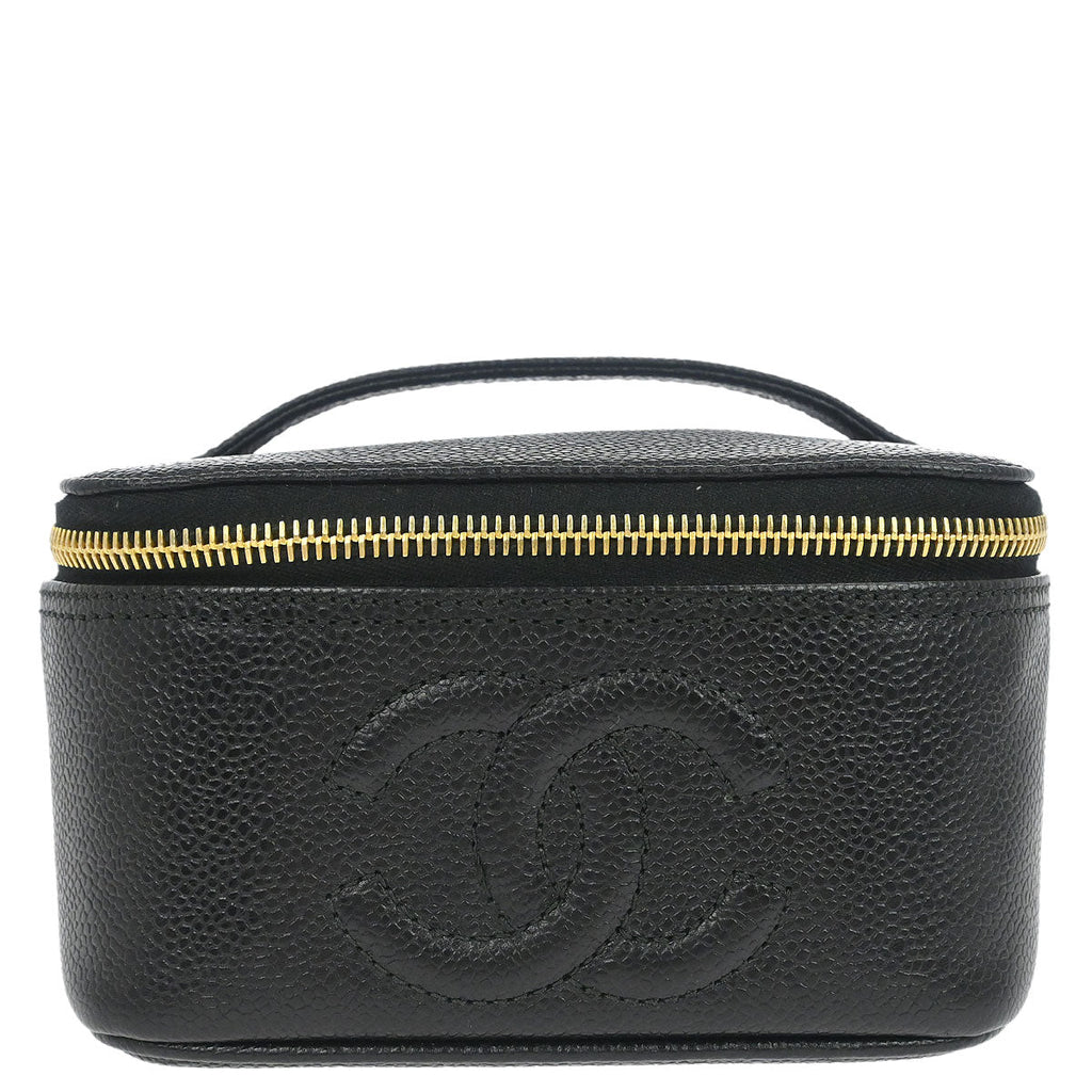 Chanel 1996-1997 Black Caviar Skin Vanity Handbag