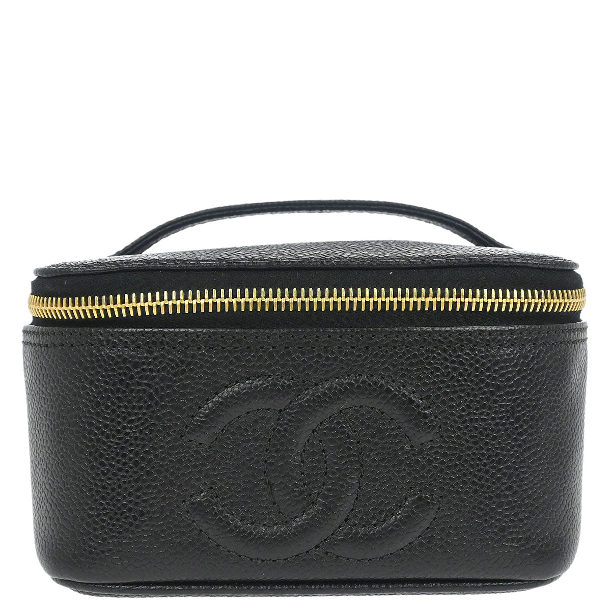 Chanel 1996-1997 Black Caviar Skin Vanity Handbag