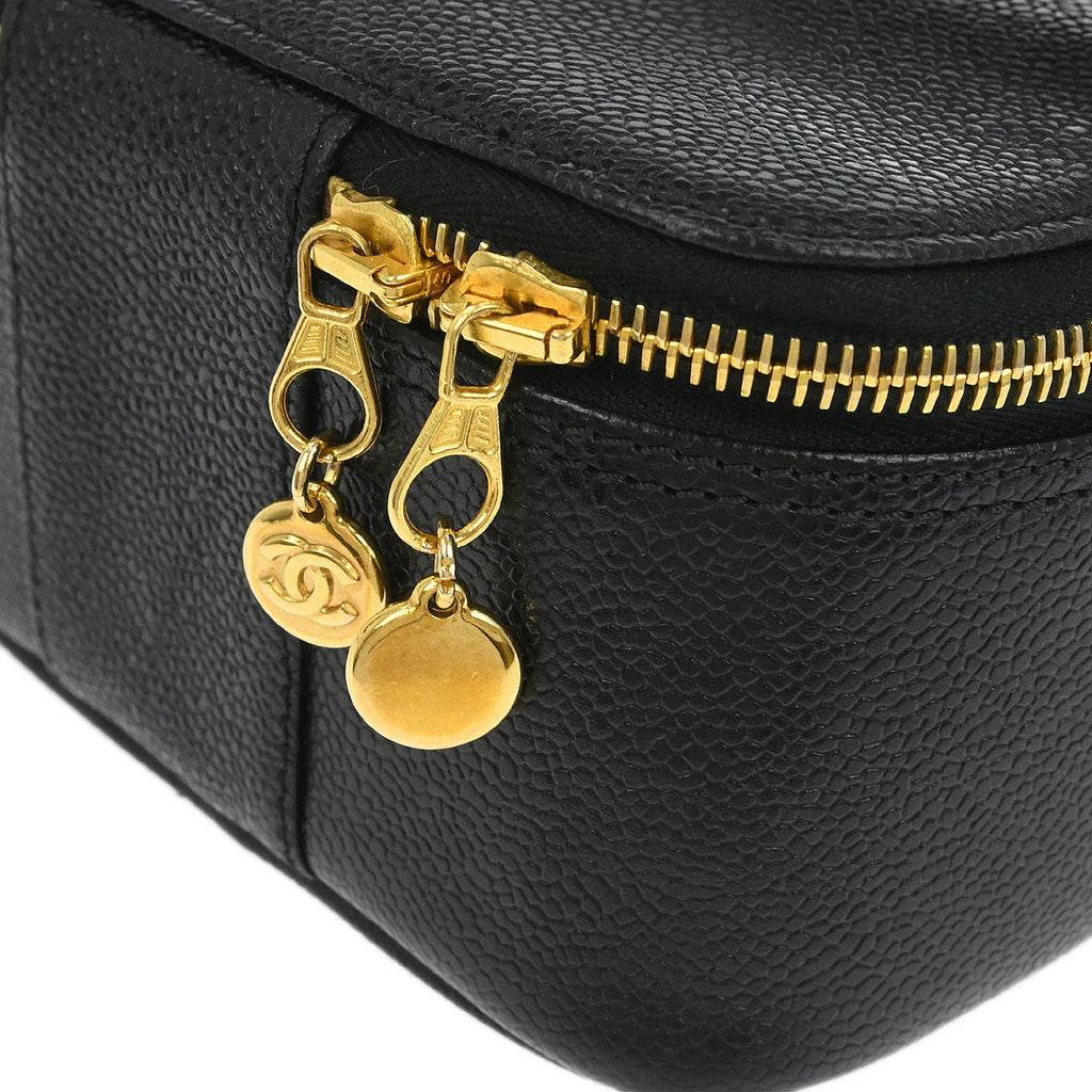 Chanel 1996-1997 Black Caviar Skin Vanity Handbag