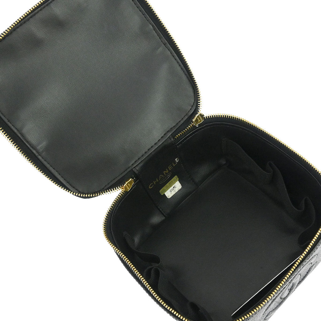 Chanel 1996-1997 Black Caviar Skin Vanity Handbag