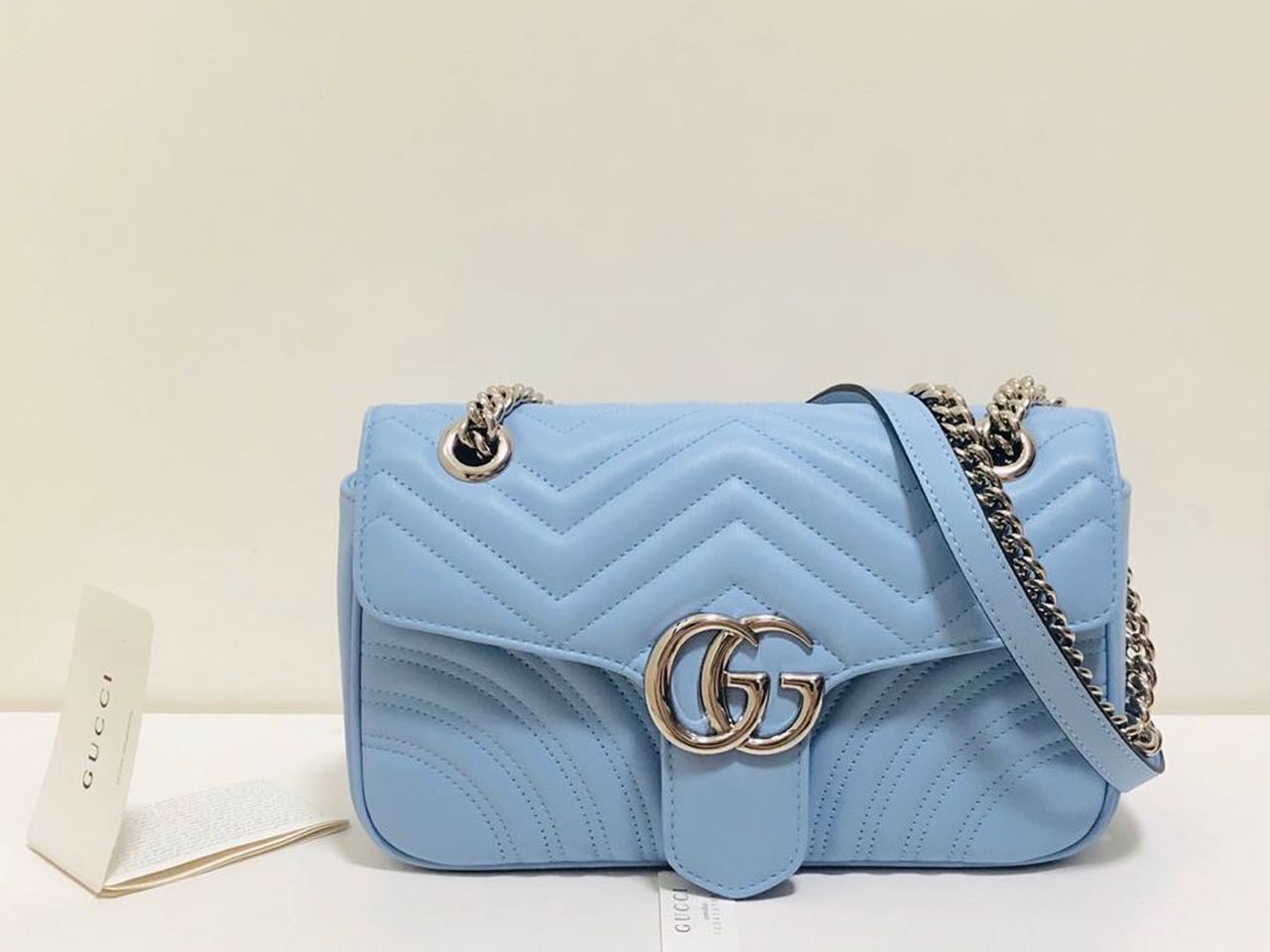 Marmont Small MatelassÃƒÂ© Shoulder Bag Sky Blue MatelassÃƒÂ© Chevron For Women 10in/26cm Glami