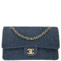 Chanel Blue Denim Medium Classic Double Flap Shoulder Bag