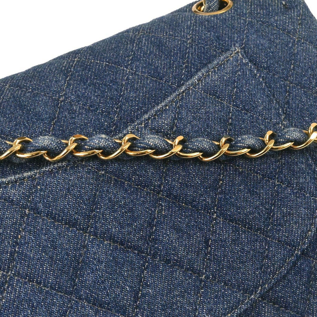 Chanel Blue Denim Medium Classic Double Flap Shoulder Bag