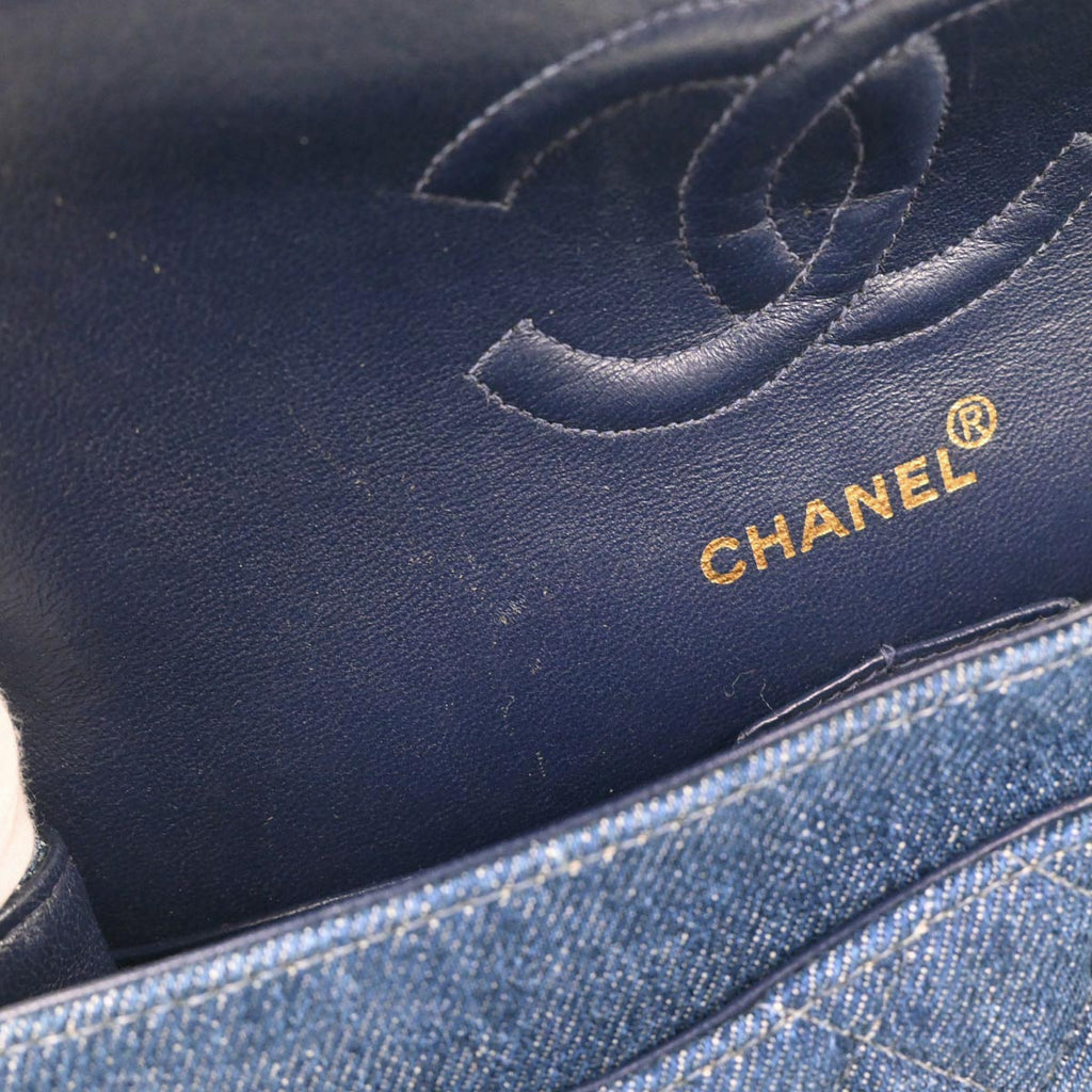 Chanel Blue Denim Medium Classic Double Flap Shoulder Bag