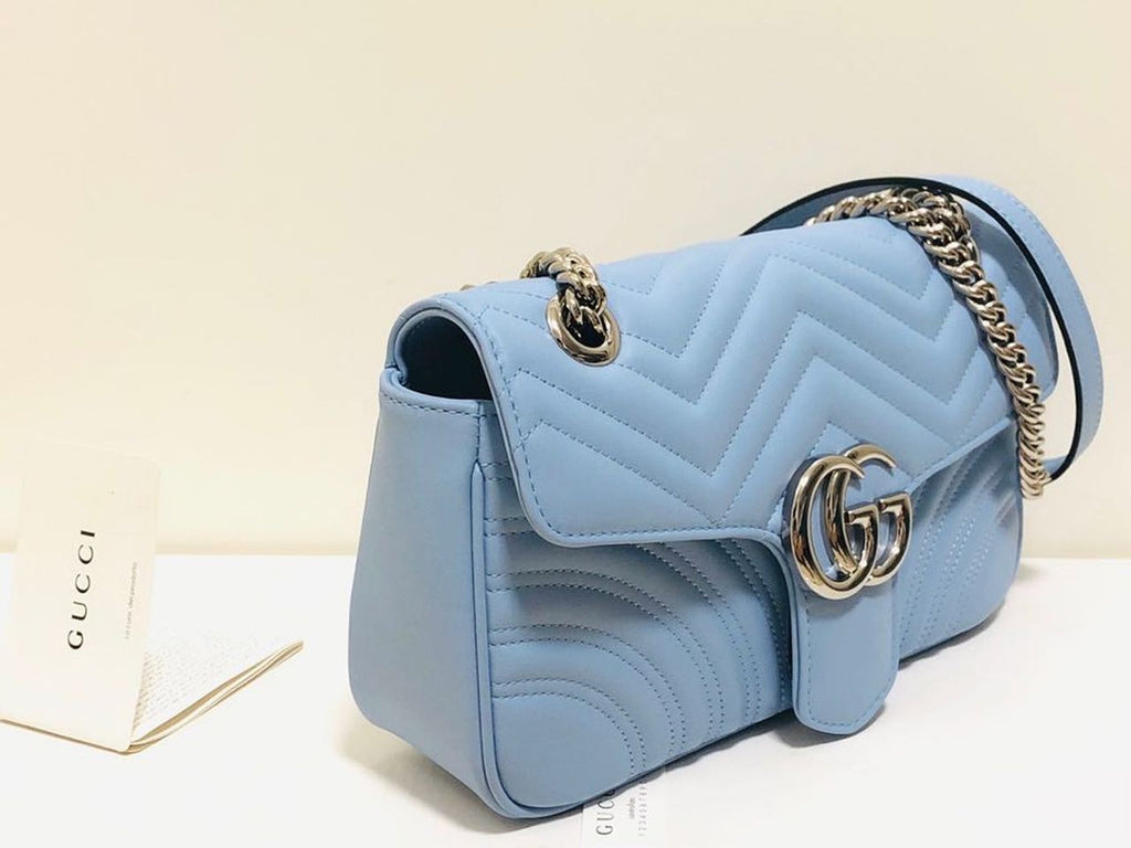Marmont Small MatelassÃƒÂ© Shoulder Bag Sky Blue MatelassÃƒÂ© Chevron For Women 10in/26cm Glami