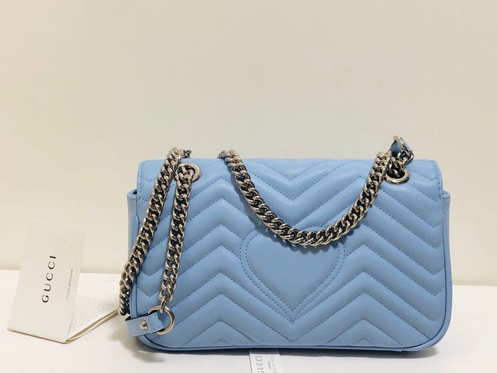 Marmont Small MatelassÃƒÂ© Shoulder Bag Sky Blue MatelassÃƒÂ© Chevron For Women 10in/26cm Glami