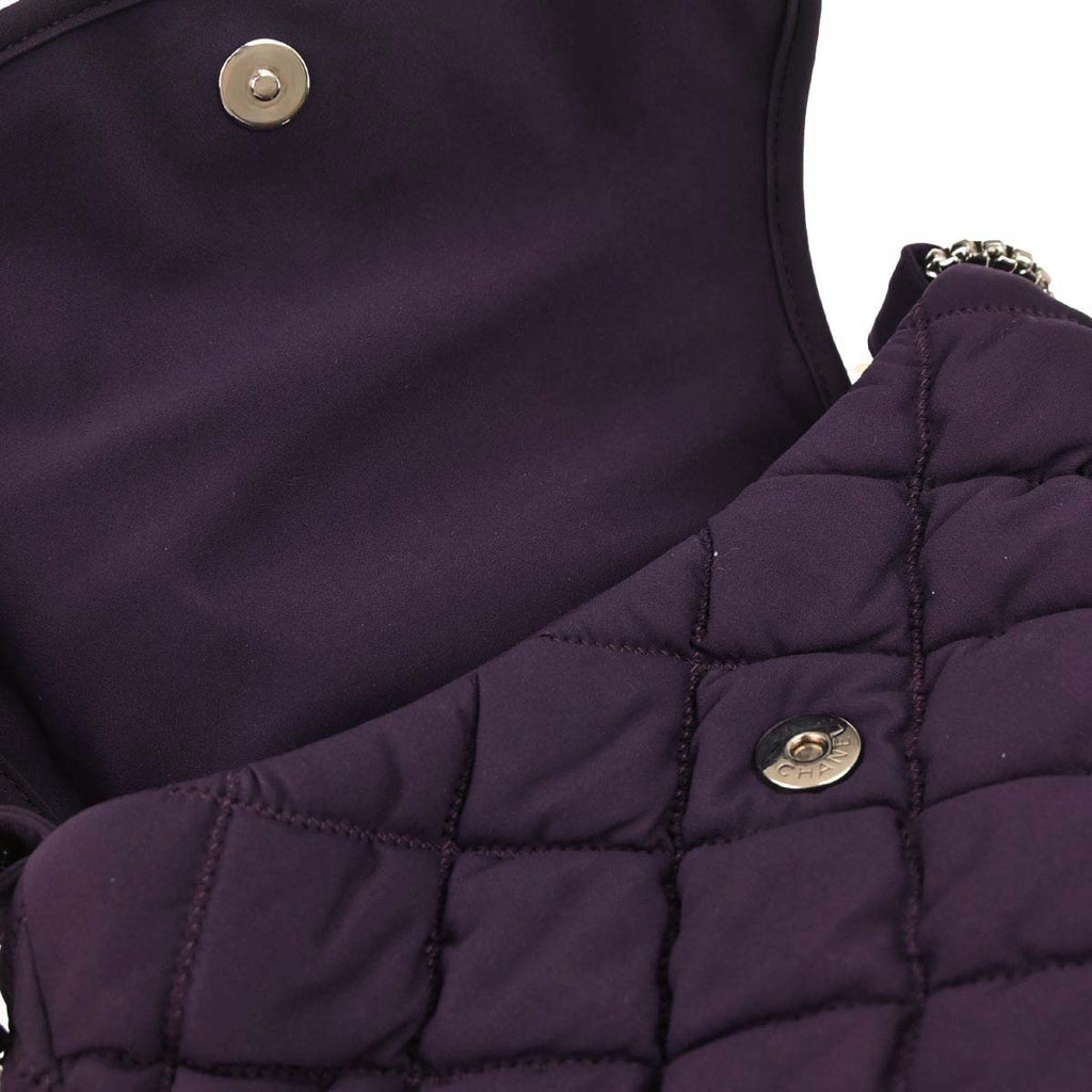 Chanel Purple Nylon Bubble Quilt Handbag