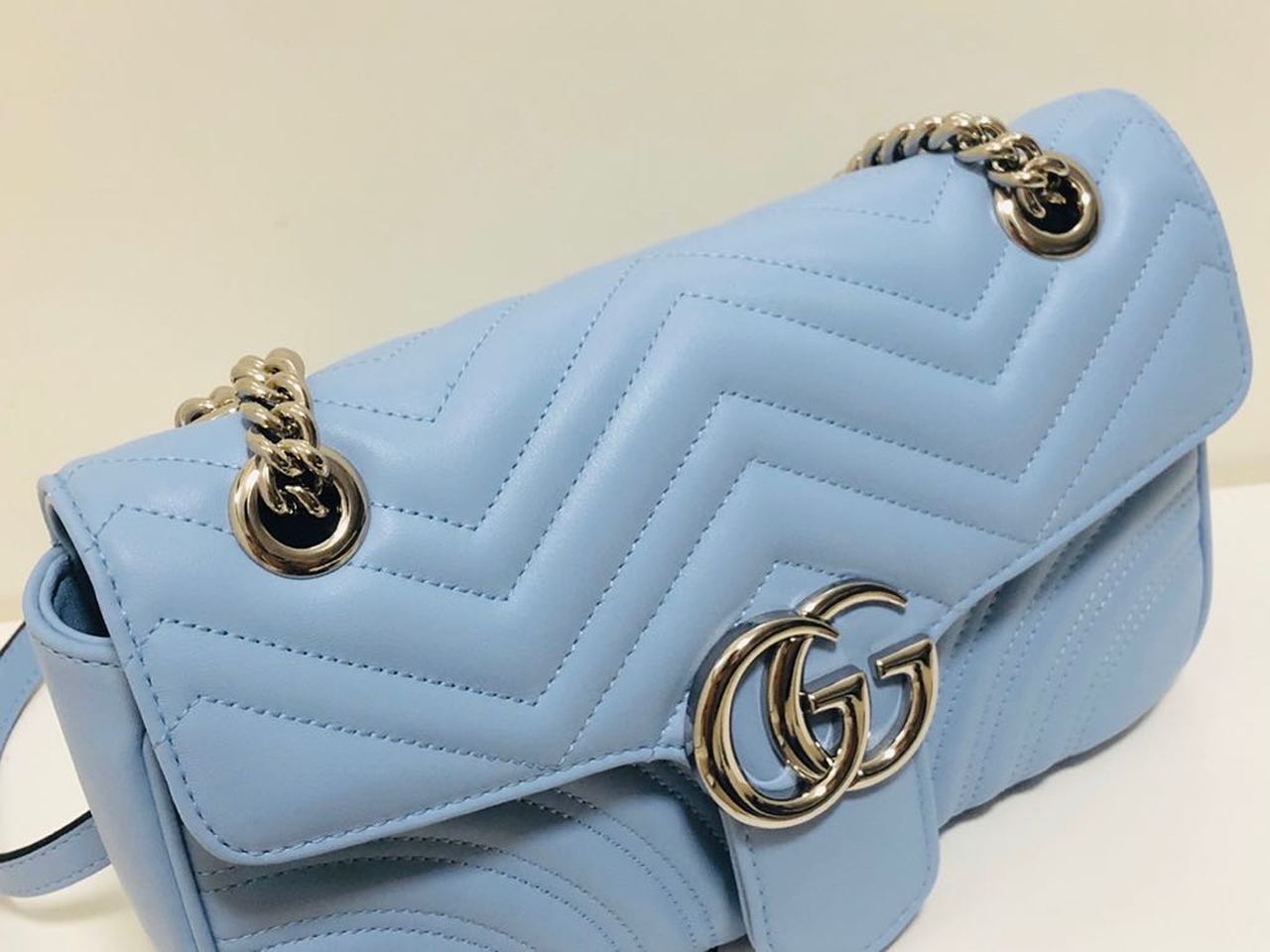 Marmont Small MatelassÃƒÂ© Shoulder Bag Sky Blue MatelassÃƒÂ© Chevron For Women 10in/26cm Glami