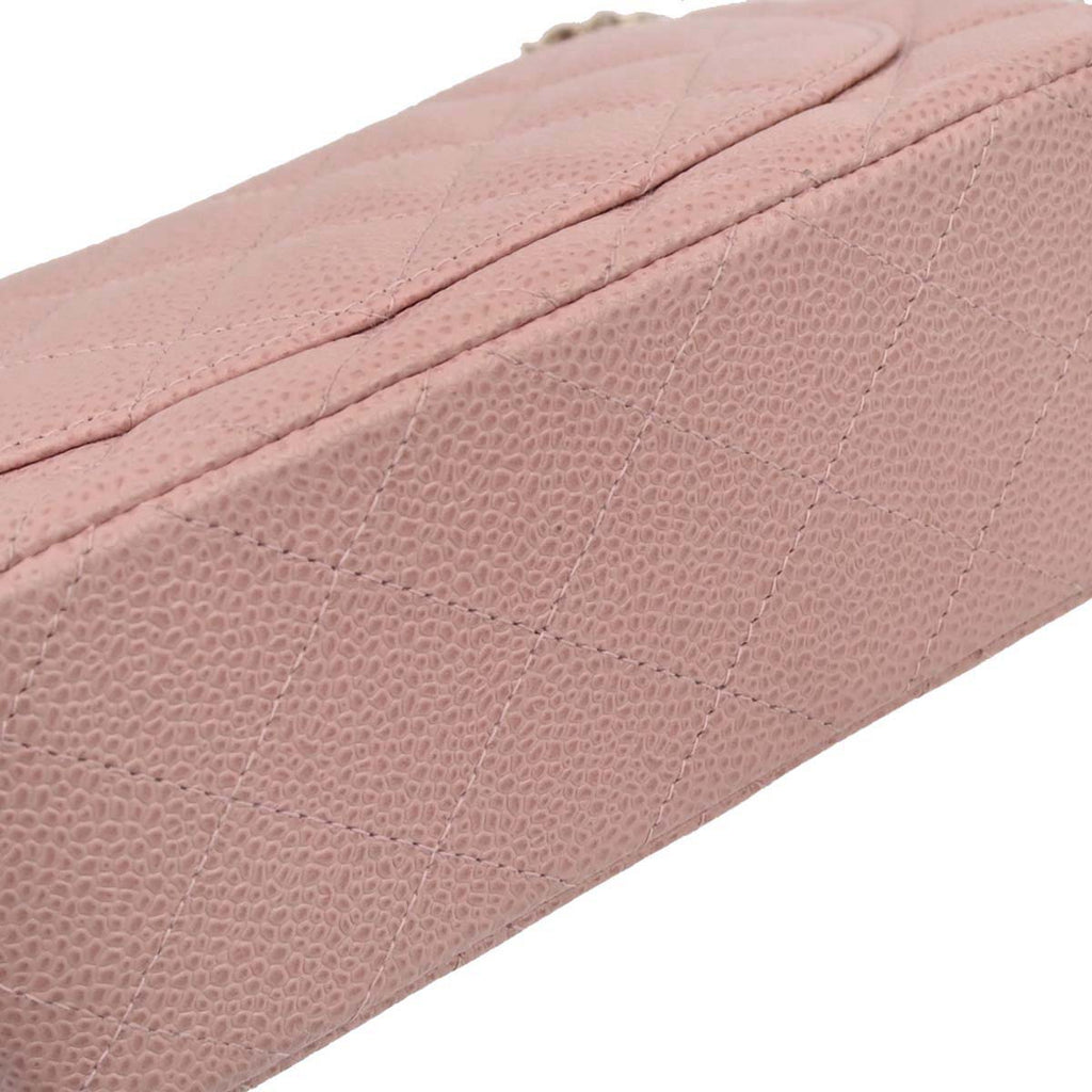 Chanel Pink Caviar Skin Mini Classic Square Flap Bag 17