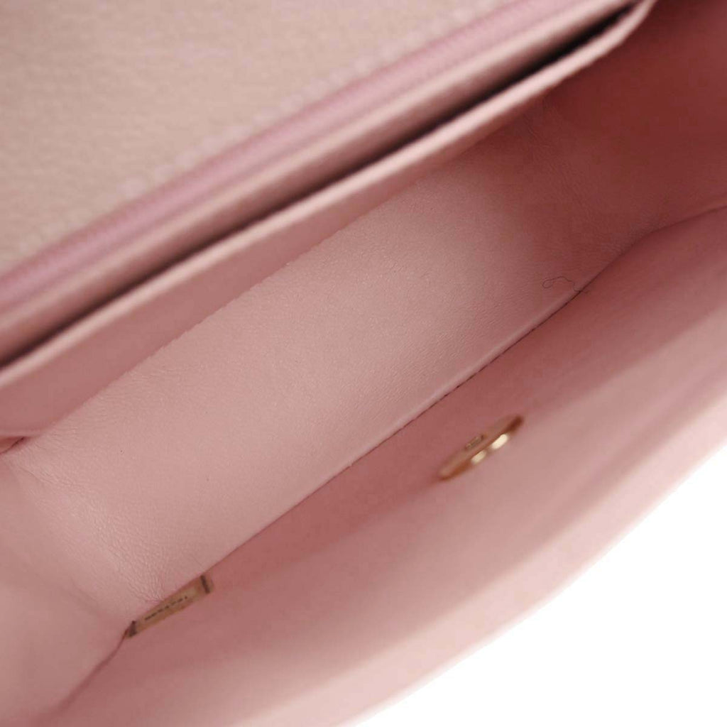 Chanel Pink Caviar Skin Mini Classic Square Flap Bag 17