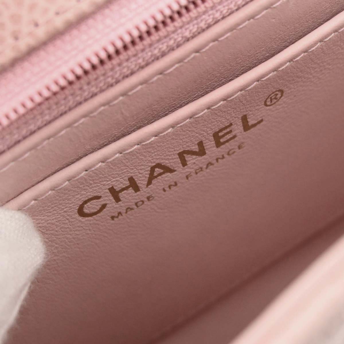 Chanel Pink Caviar Skin Mini Classic Square Flap Bag 17