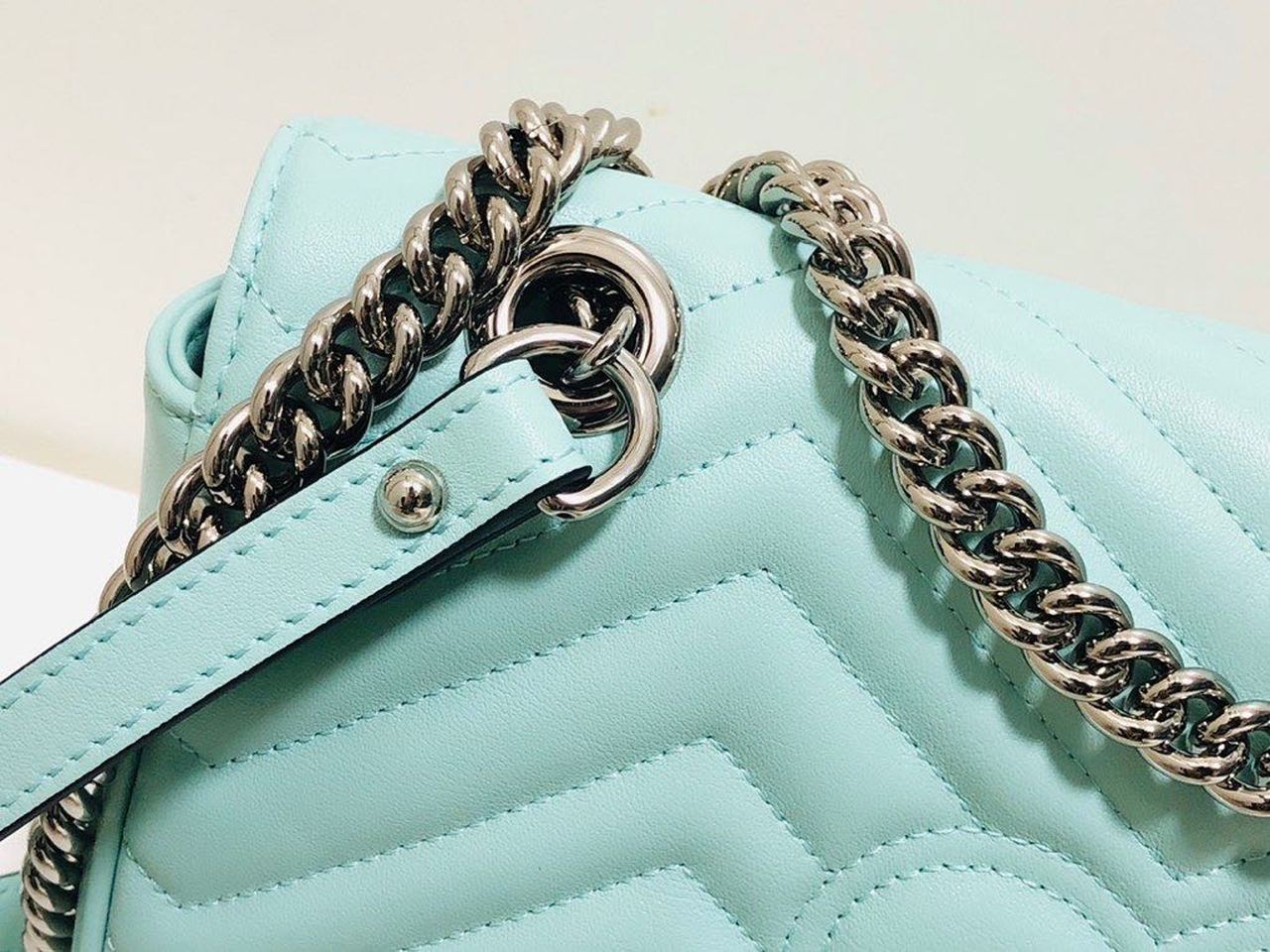 Gucci Marmont Small Matelassé Shoulder Bag Mint Green Matelassé Chevron For Women 10in/26cm Gucci