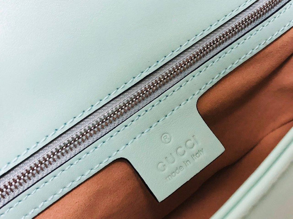 Gucci Marmont Small Matelassé Shoulder Bag Mint Green Matelassé Chevron For Women 10in/26cm Gucci