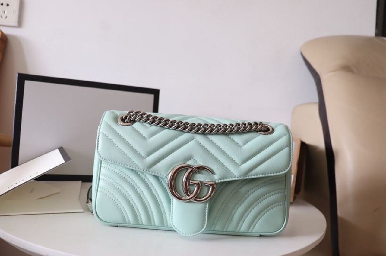 Marmont Small MatelassÃƒÂ© Shoulder Bag Mint Green For Women 10in/26cm 443497