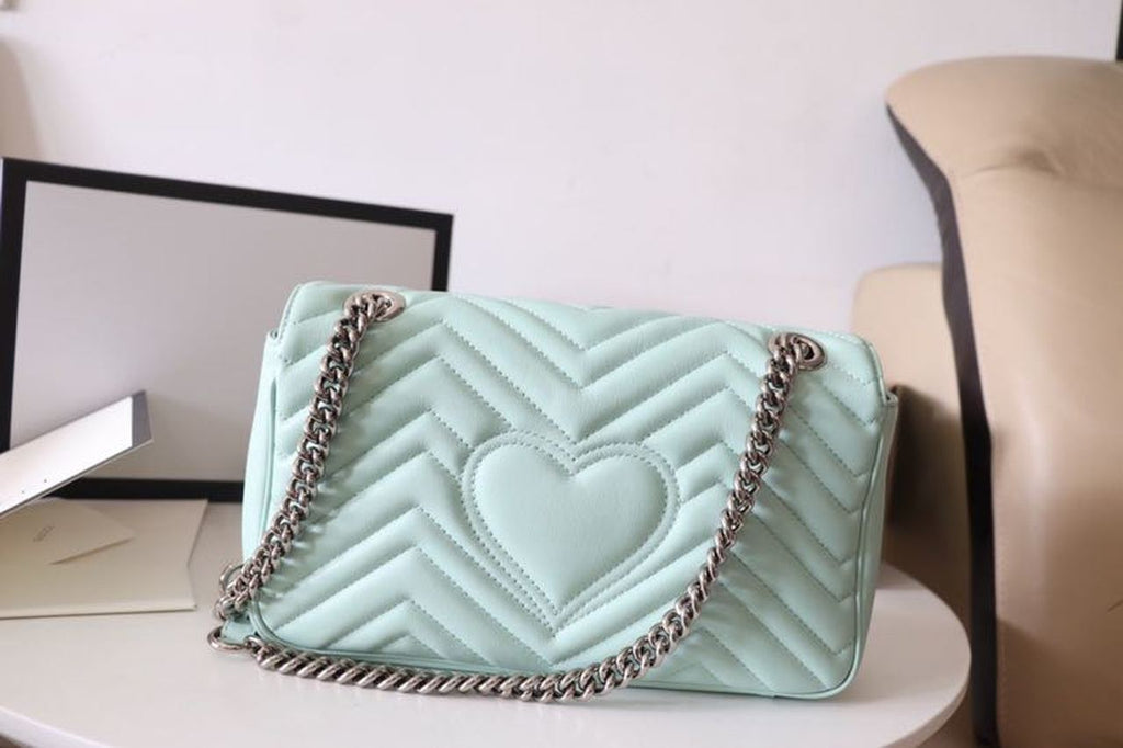 Gucci Marmont Small Matelassé Shoulder Bag Mint Green For Women 10in/26cm Gucci 443497