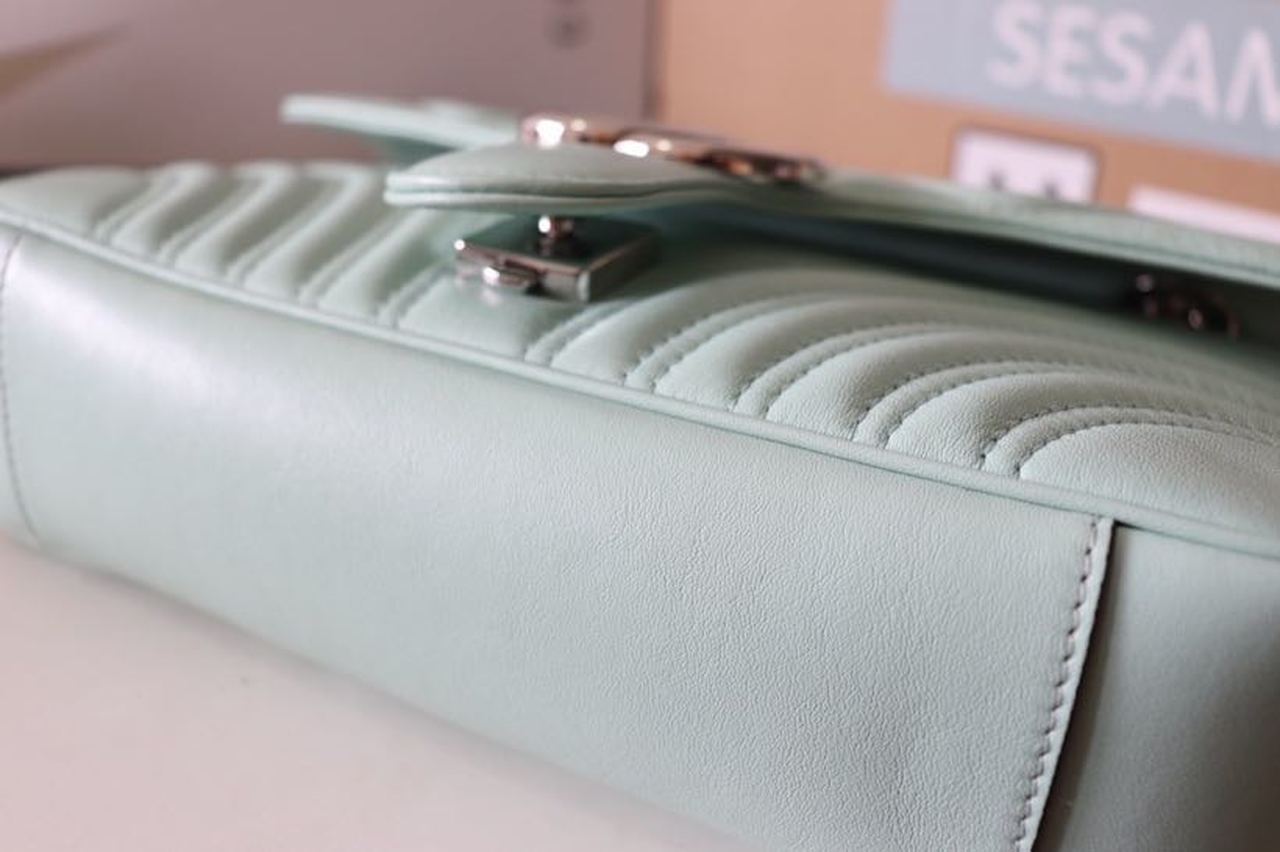 Marmont Small MatelassÃƒÂ© Shoulder Bag Mint Green For Women 10in/26cm 443497