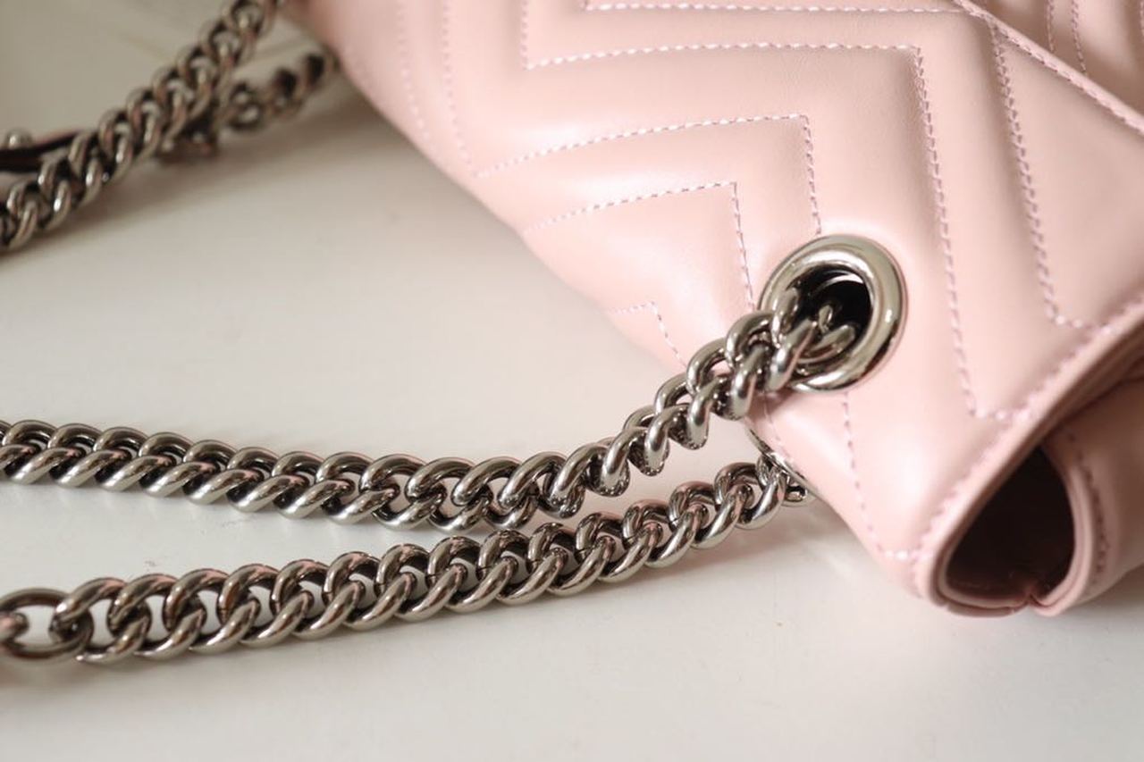 Gucci Marmont Small Matelassé Shoulder Bag Dusty Pink For Women 10in/26cm Gucci 443497