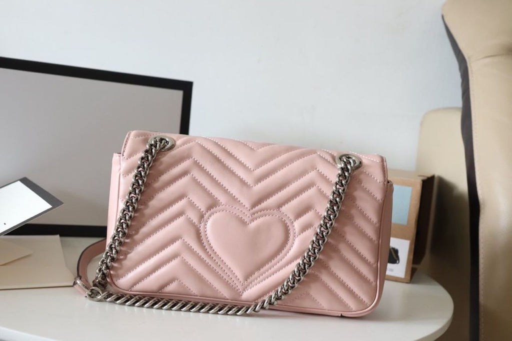 Gucci Marmont Small Matelassé Shoulder Bag Dusty Pink For Women 10in/26cm Gucci 443497