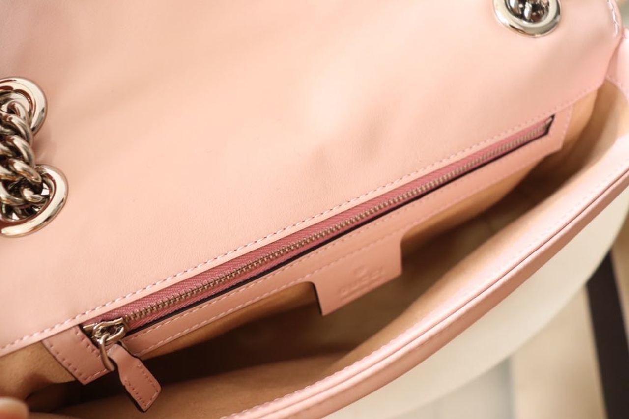 Gucci Marmont Small Matelassé Shoulder Bag Dusty Pink For Women 10in/26cm Gucci 443497