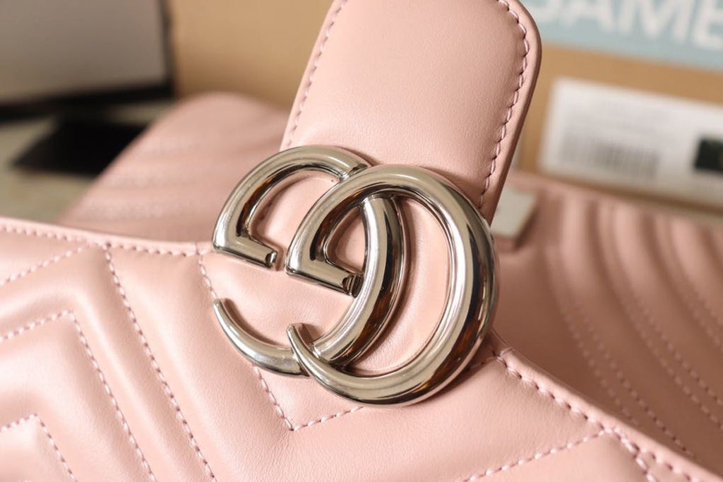 Marmont Small MatelassÃƒÂ© Shoulder Bag Dusty Pink For Women 10in/26cm 443497