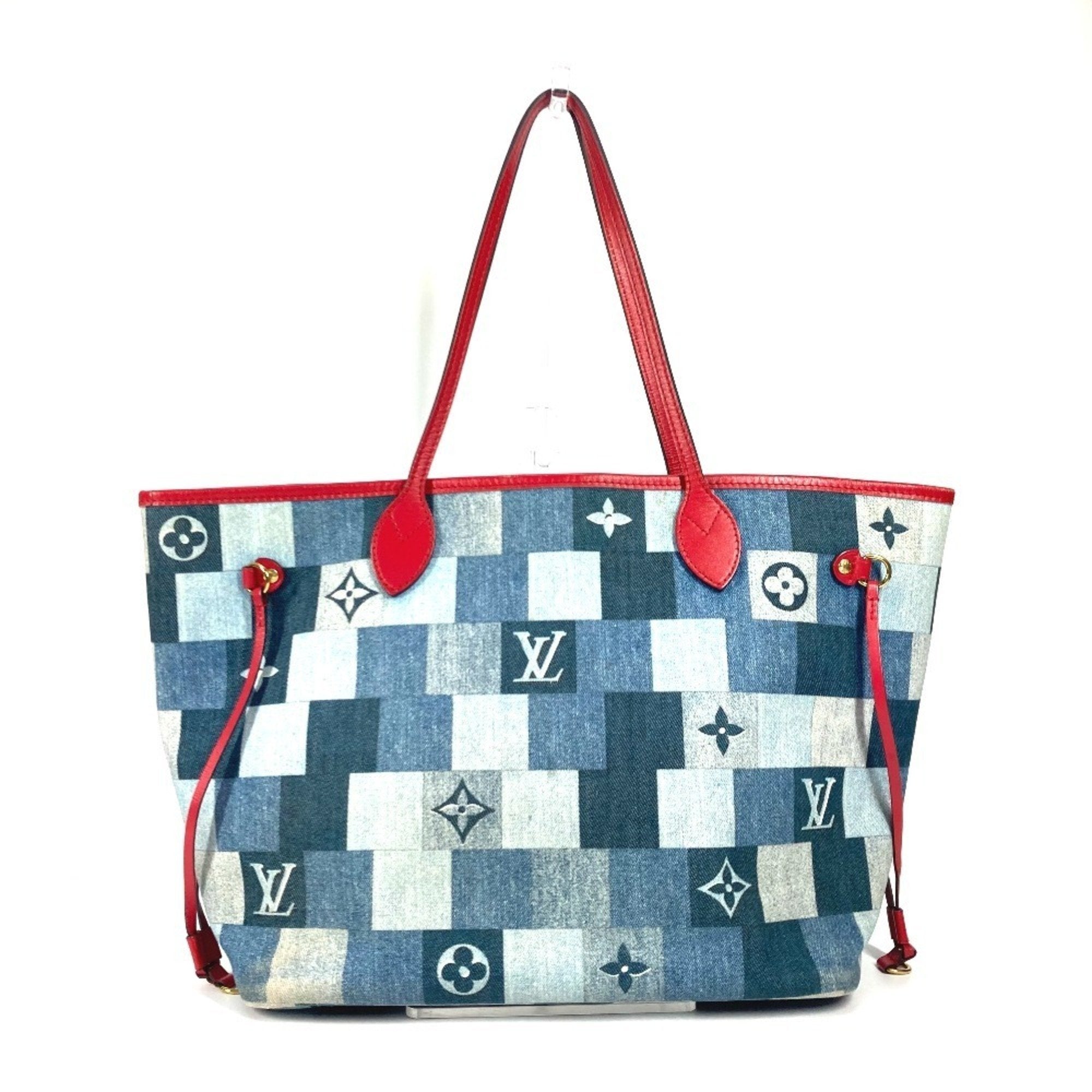 Louis Vuitton Neverfull Tote Damier And Monogram Patchwork Denim Blue Denim_Jeans Shoulder Bag