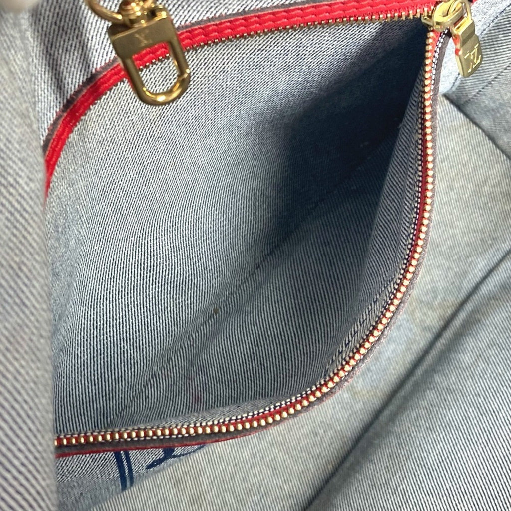 Louis Vuitton Neverfull Tote Damier And Monogram Patchwork Denim Blue Denim_Jeans Shoulder Bag