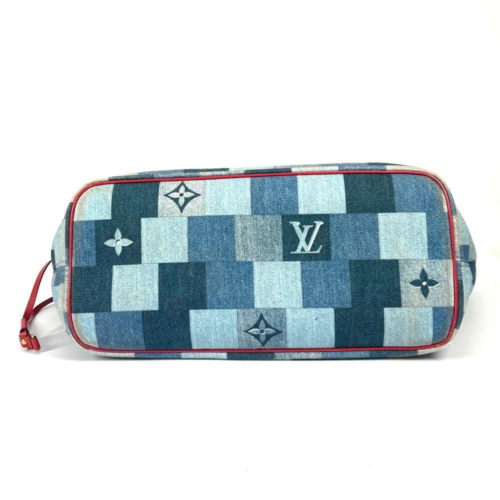 Louis Vuitton Neverfull Tote Damier And Monogram Patchwork Denim Blue Denim_Jeans Shoulder Bag