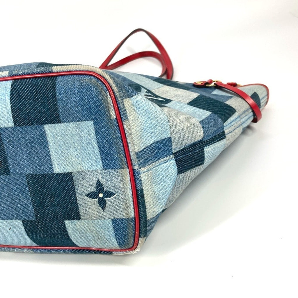 Louis Vuitton Neverfull Tote Damier And Monogram Patchwork Denim Blue Denim_Jeans Shoulder Bag