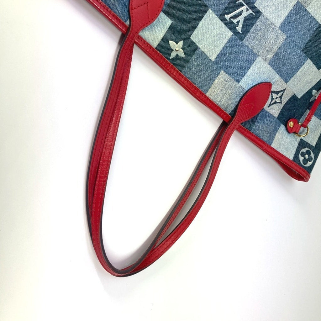 Louis Vuitton Neverfull Tote Damier And Monogram Patchwork Denim Blue Denim_Jeans Shoulder Bag