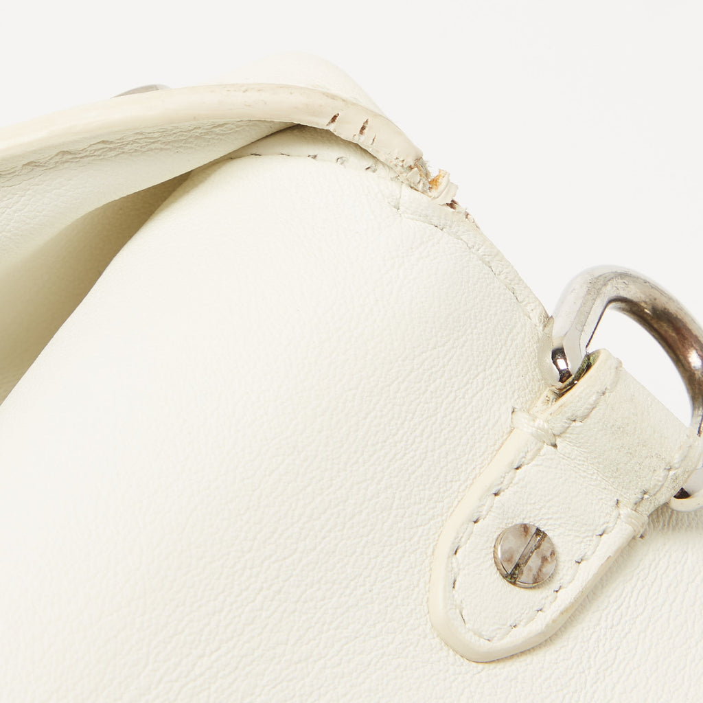 Dior White/black Leather Large Be Dior Flap Top Handle Bag