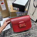 Horsebit 1955 Shoulder Bag Red Textured With A Vintage Effect For Women 9.8in/25cm Ã¢â‚¬Å½602204 1DB0G 6638