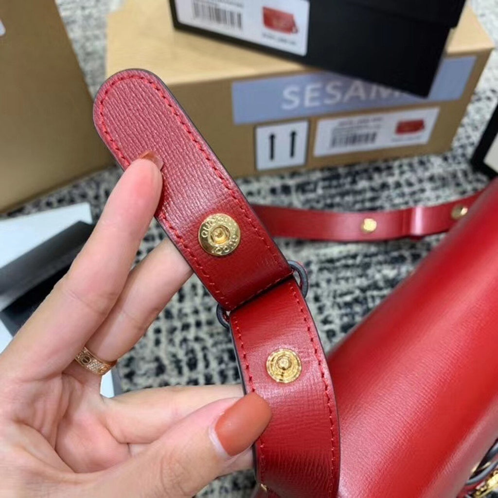 Gucci Horsebit 1955 Shoulder Bag Red Textured With A Vintage Effect For Women 9.8in/25cm Gucci ‎602204 1DB0G 6638