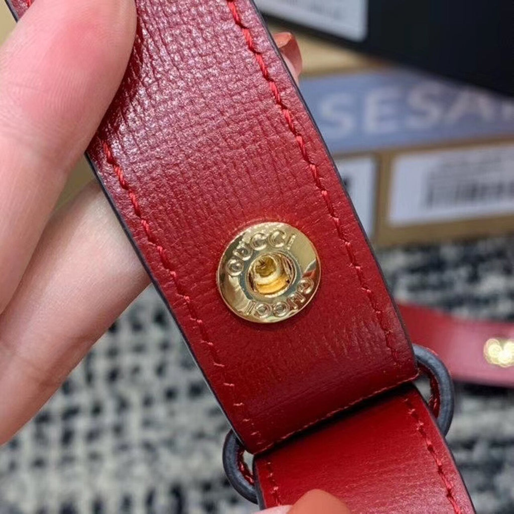 Gucci Horsebit 1955 Shoulder Bag Red Textured With A Vintage Effect For Women 9.8in/25cm Gucci ‎602204 1DB0G 6638