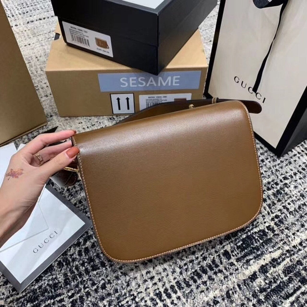 Gucci Horsebit 1955 Shoulder Bag Brown Textured With A Vintage Effect For Women 9.8in/25cm Gucci ‎602204 1DB0G 2361