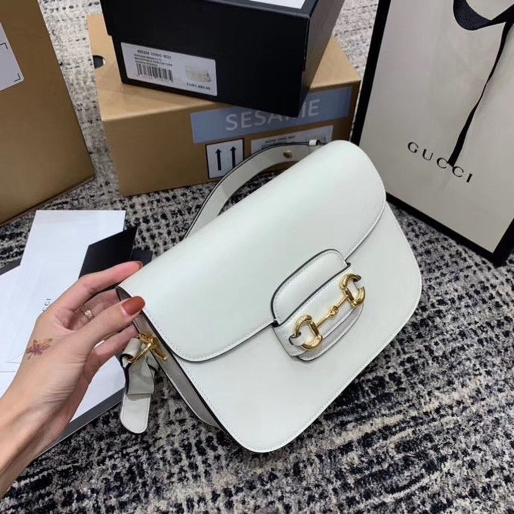Gucci Horsebit 1955 Shoulder Bag White For Women 9.8in/25cm Gucci ‎602204 1DB0G 9022