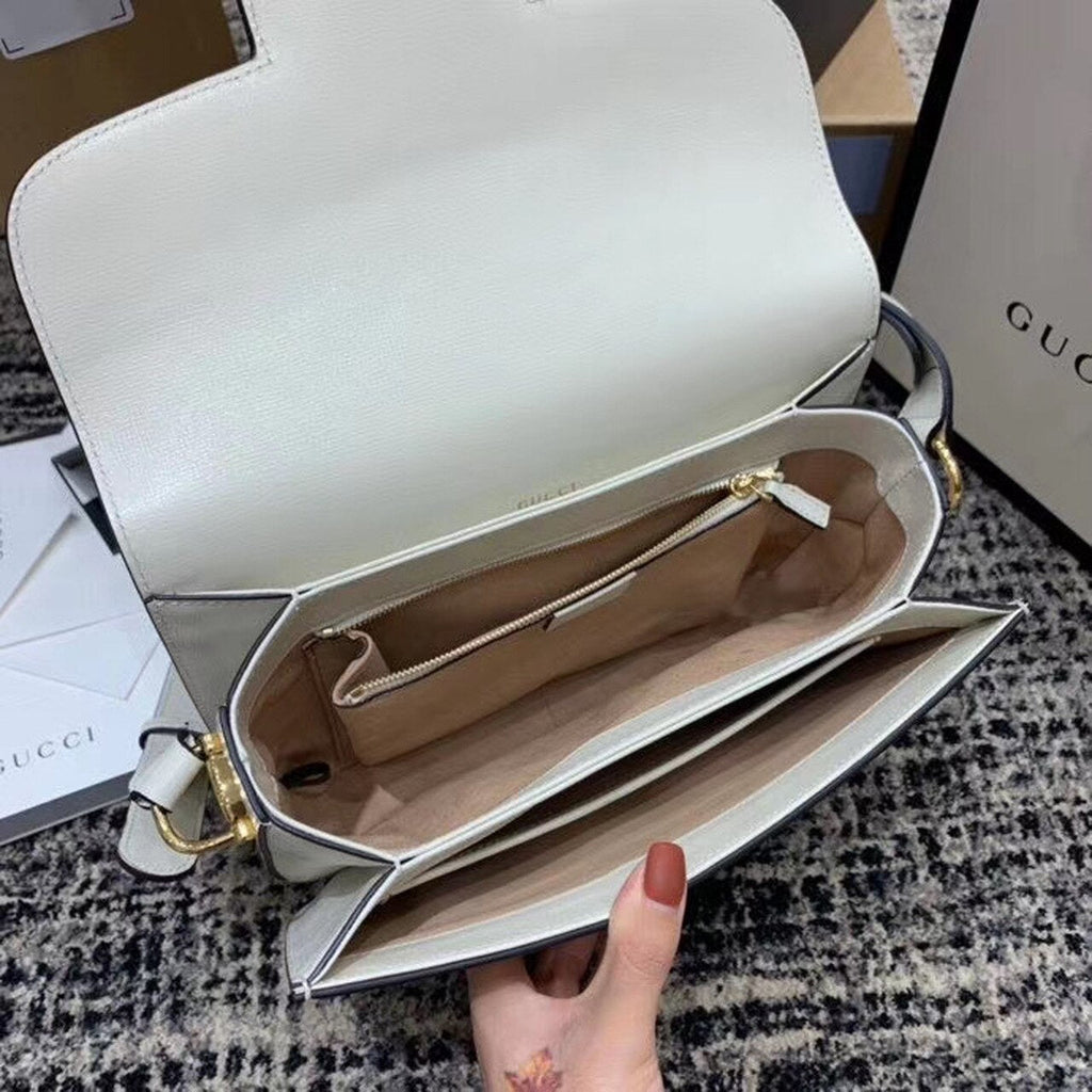 Gucci Horsebit 1955 Shoulder Bag White For Women 9.8in/25cm Gucci ‎602204 1DB0G 9022