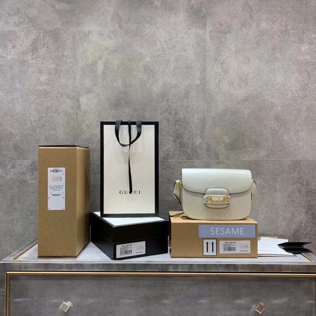Gucci Horsebit 1955 Shoulder Bag White For Women 9.8in/25cm Gucci ‎602204 1DB0G 9022